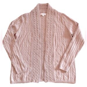 Kim Rogers gray cable knit L cardigan sweater SEE VIDEO for true color NWOT